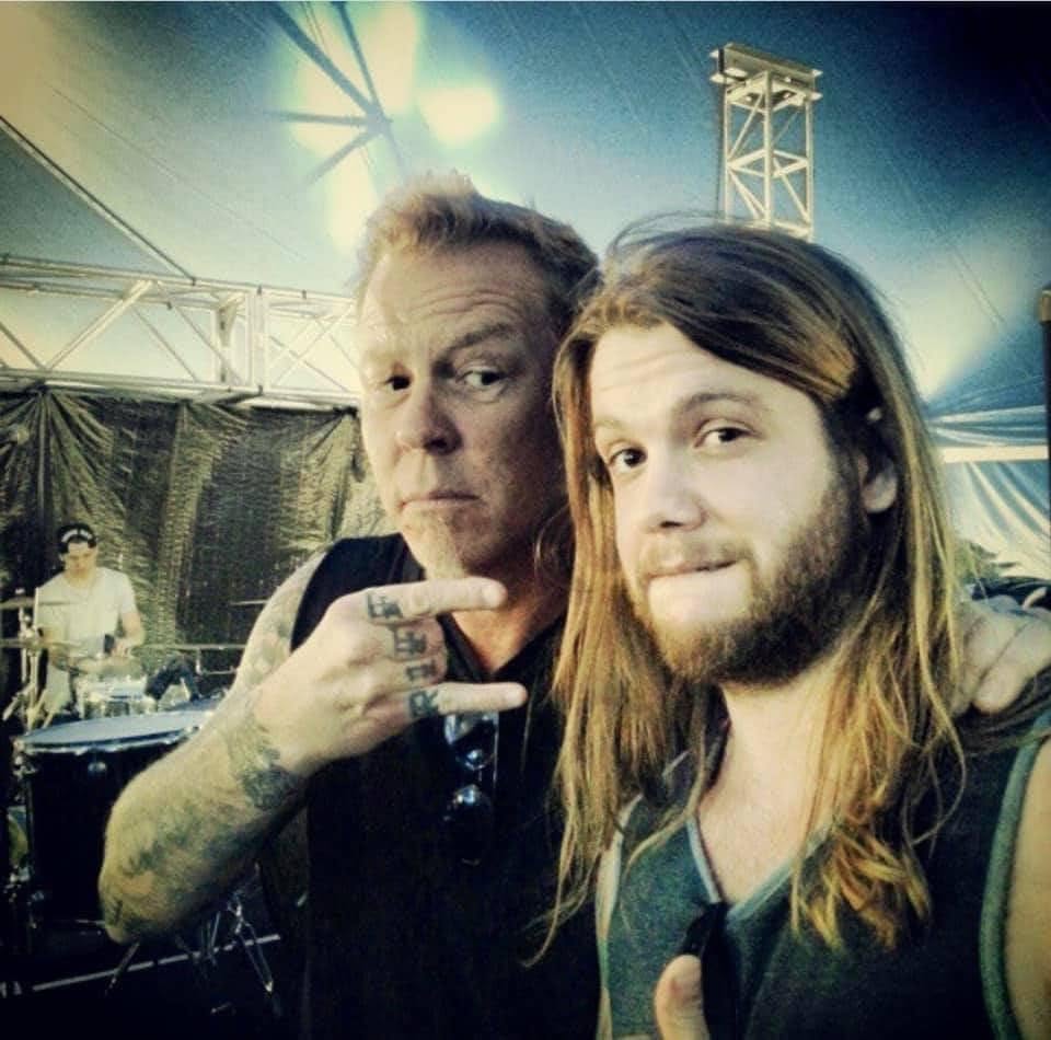 Carl backstage with James Hetfield