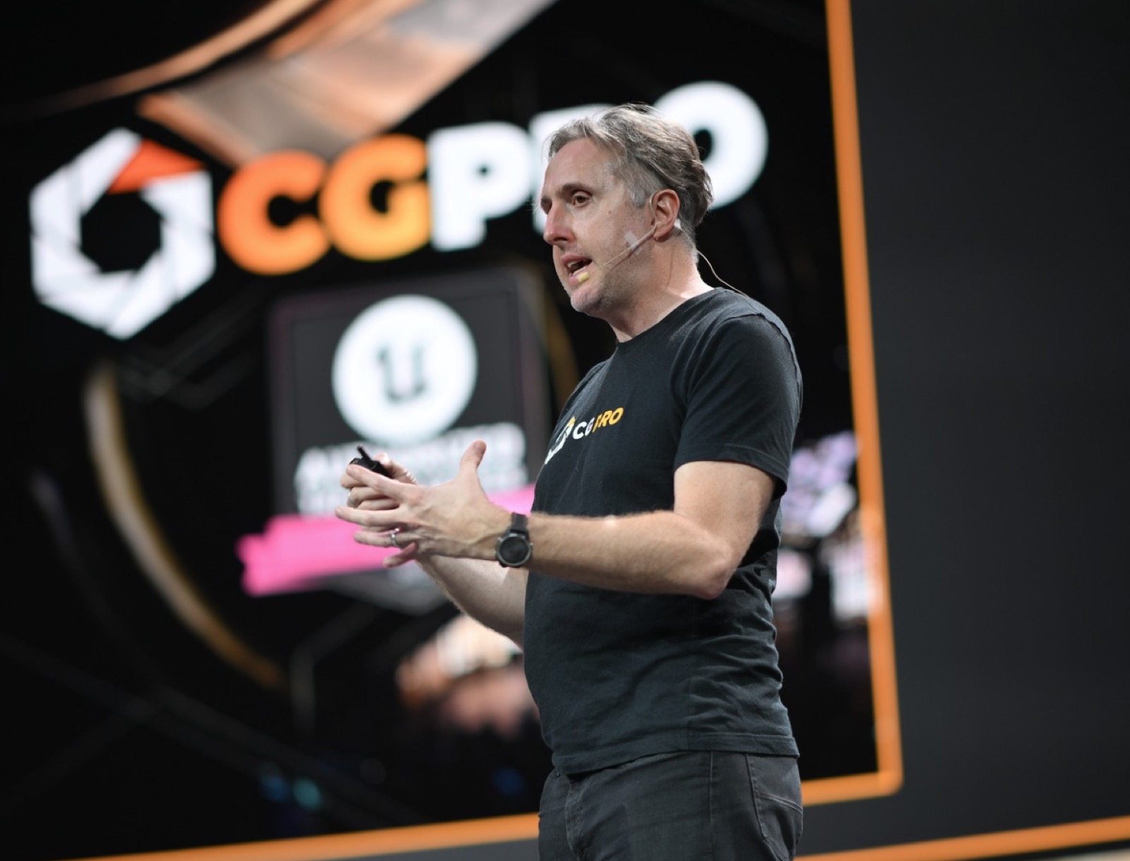 Edward Dawson-Taylor speaking on stage