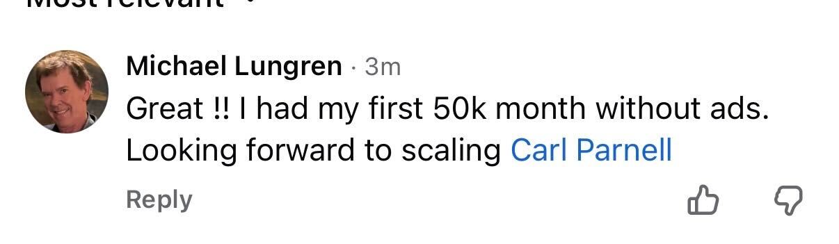 Michael Lungren's comment · first 50K month without ads