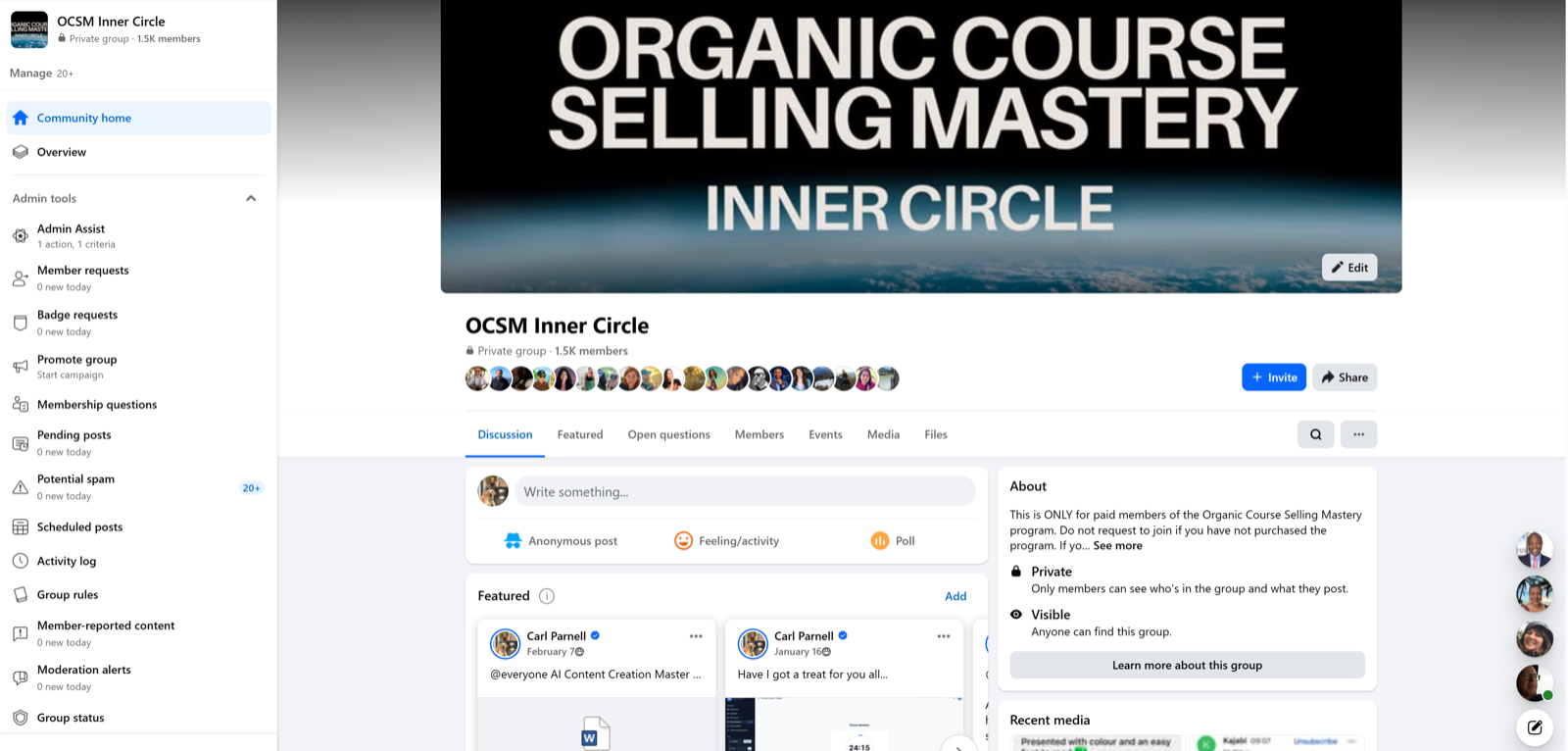 OCSM Inner Circle private group · 1.5K members
